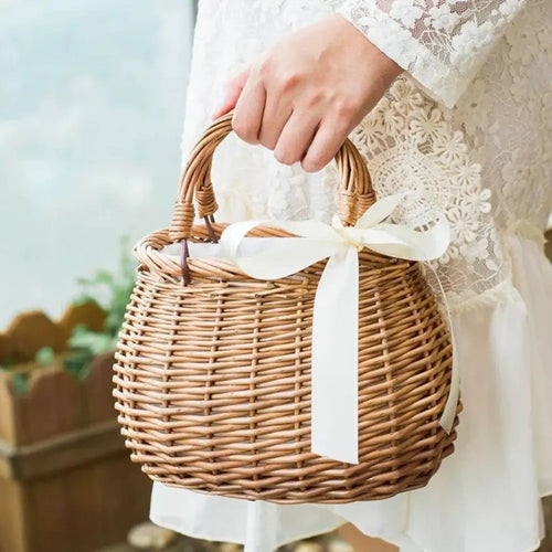 panier à fleurs en osier style rustique pour femmes - vue 5 sur 8