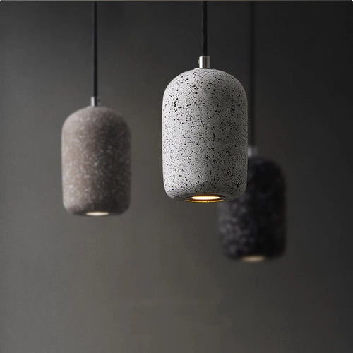 suspension moderne en ciment industriel led nordique - vue 2 sur 9