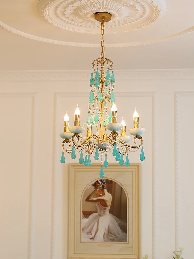 lustre moderne en goutte d'eau art déco en cristal et verre - vue 3 sur 7
