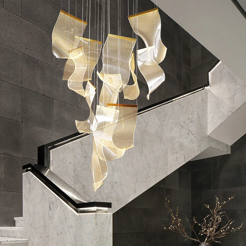 suspension moderne à led design éclairage acrylique profilé - vue 3 sur 12