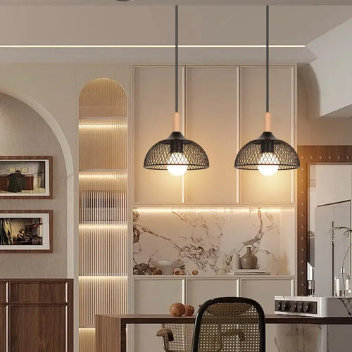 suspension moderne en métal noir pour décoration intérieure - vue 6 sur 7