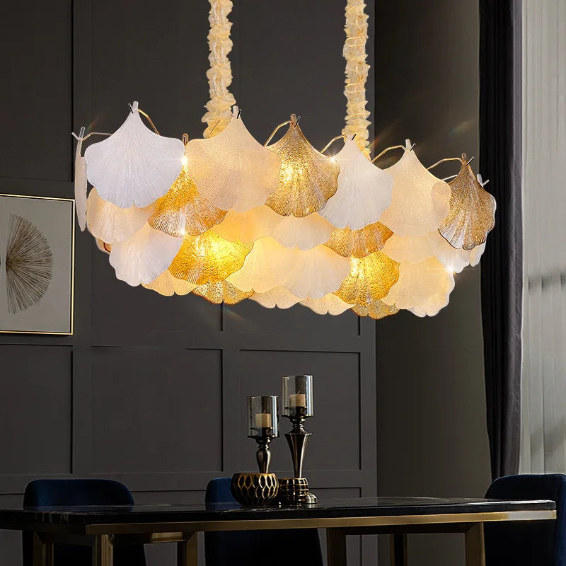 lustre en verre coquillage pour ambiance romantique et élégante - vue 6 sur 12