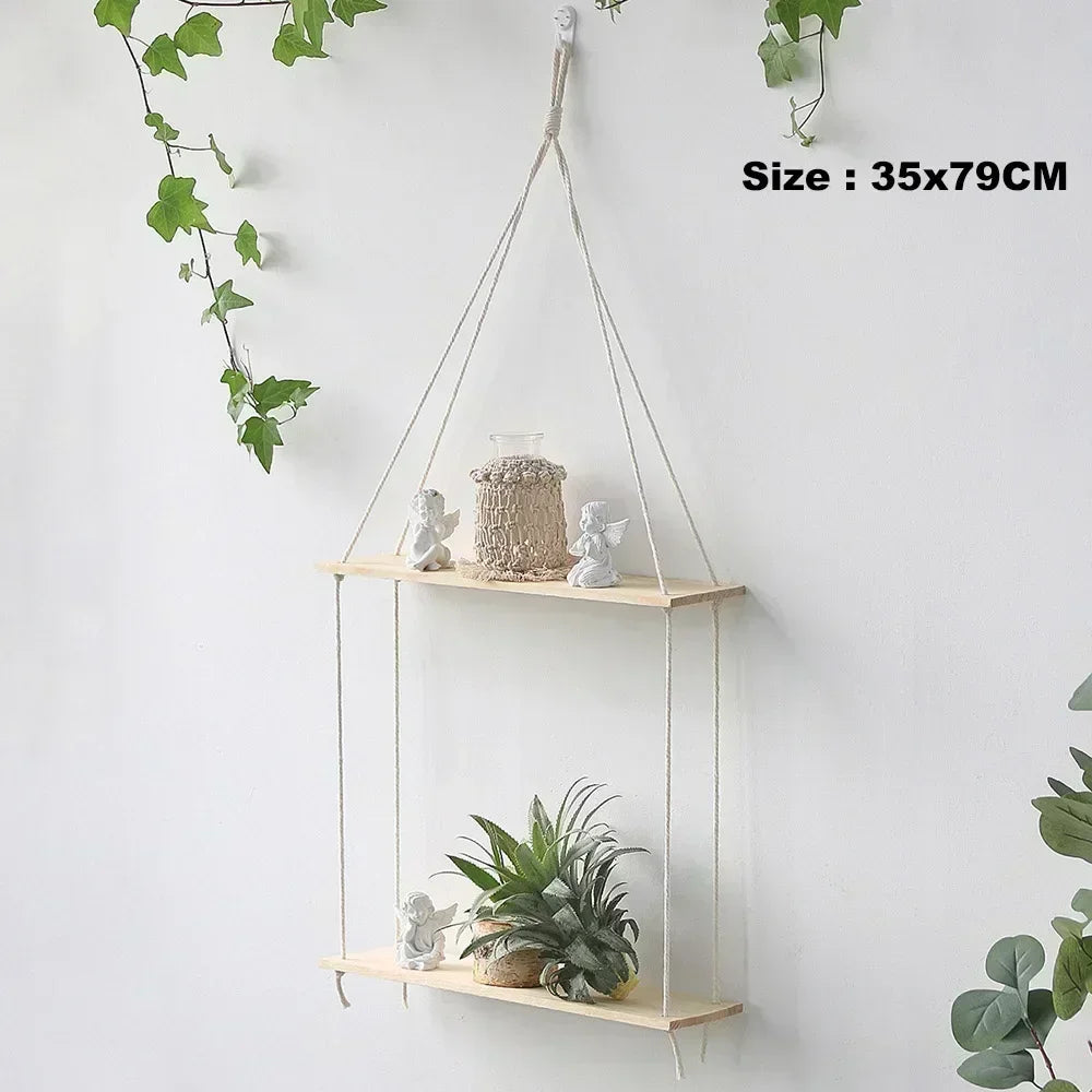 balançoire murale en corde et bois pour décoration nordique - vue 10 sur 13