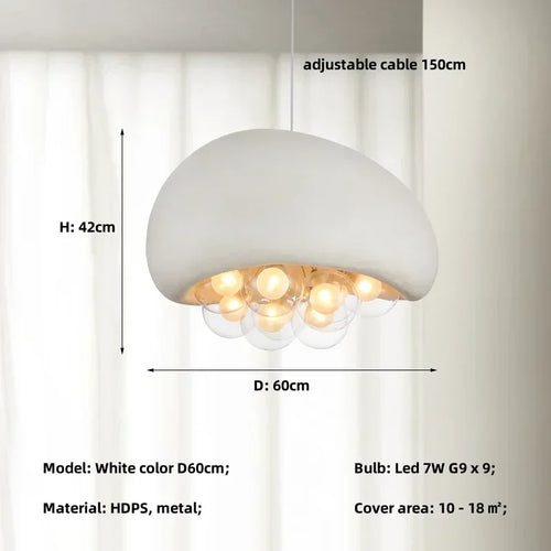 lustre suspendu minimaliste style wabi sabi avec éclairage led - vue 10 sur 12