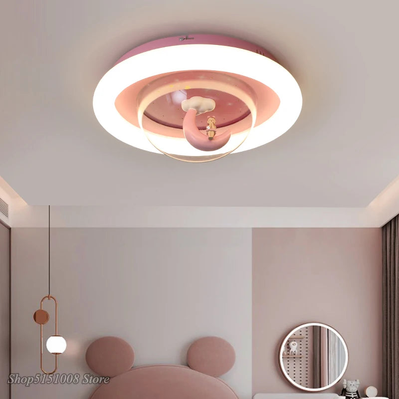 Dessin animé lune LED lustre plafonnier maison enfant fille chambre d'enfant enfants princesse chambre décor moderne luminaires d'intérieur