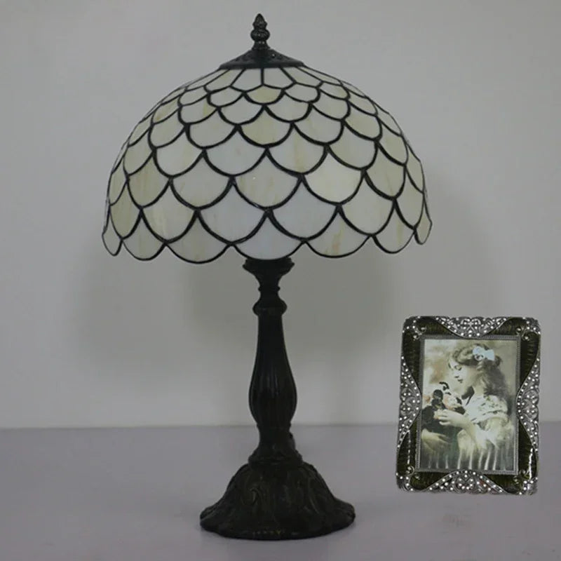 lampe de table rétro méditerranéenne en verre teinté LED - vue 5 sur 6