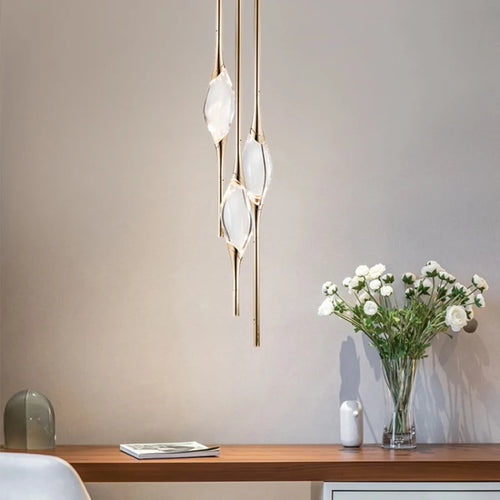 suspension moderne en laiton et cristal pour décoration intérieure design - vue 4 sur 10