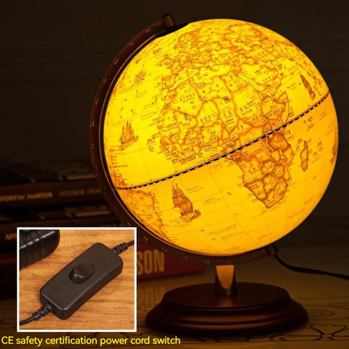 lampe à poser rétro globe terrestre lumineux avec carte du monde - vue 2 sur 10