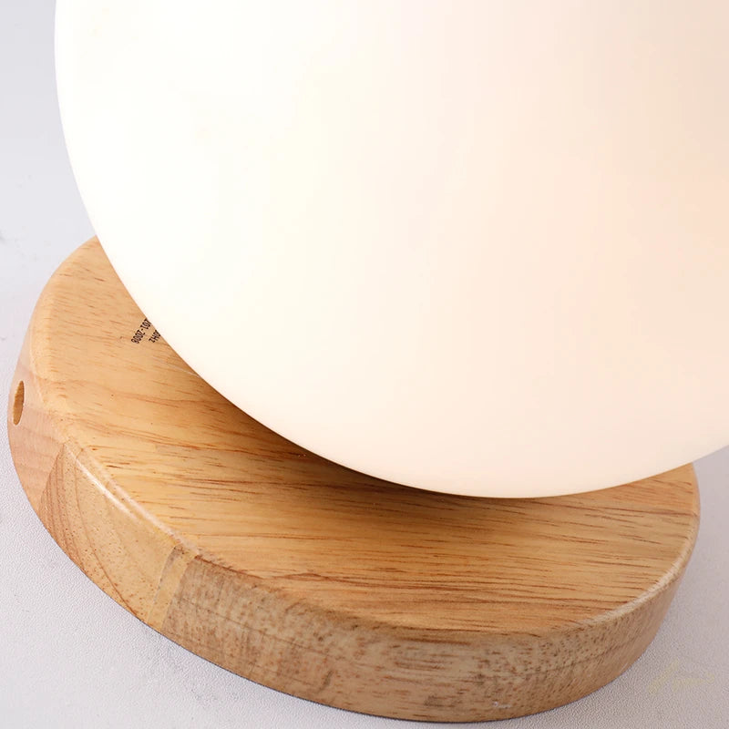 Boule de verre blanc plafond moderne à LEDs lampe salon piédestal en bois suspendus plafonniers éclairage à la maison décor luminaires de cuisine