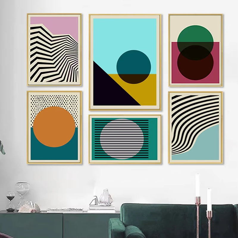 art mural abstrait géométrique pour décoration intérieure moderne