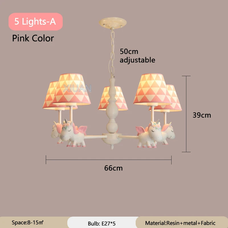 lustre licorne dessin animé pour chambre d'enfant suspendu - vue 20 sur 24
