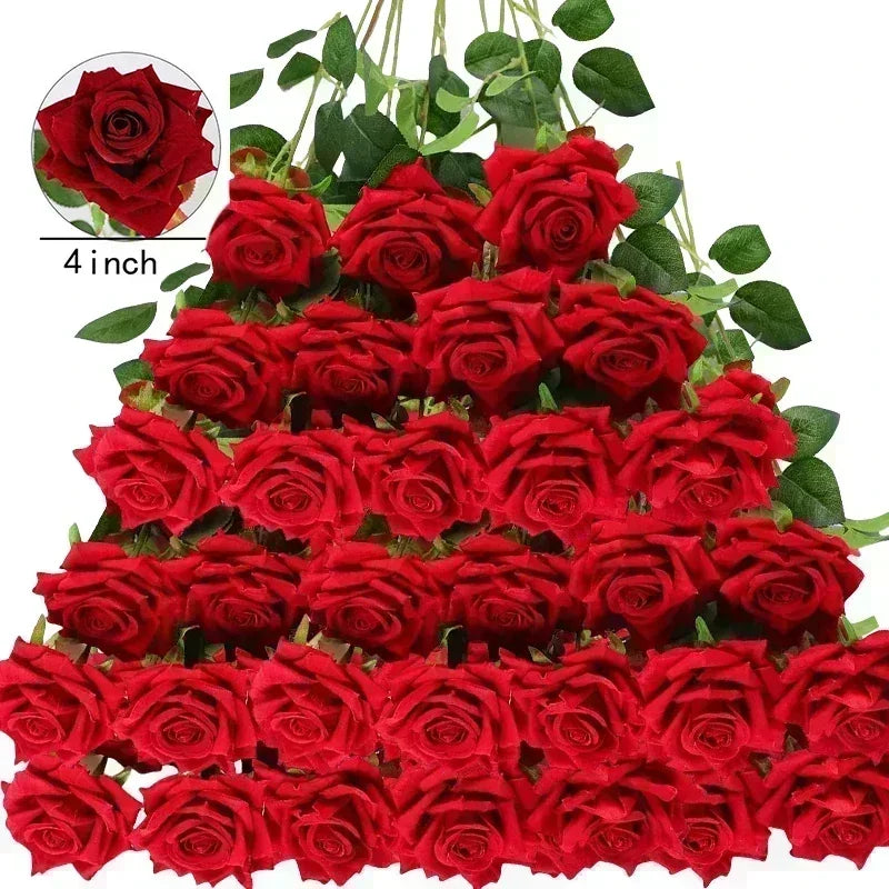 lot de 50 roses artificielles en soie pour décoration et événements festifs - vue 21 sur 24