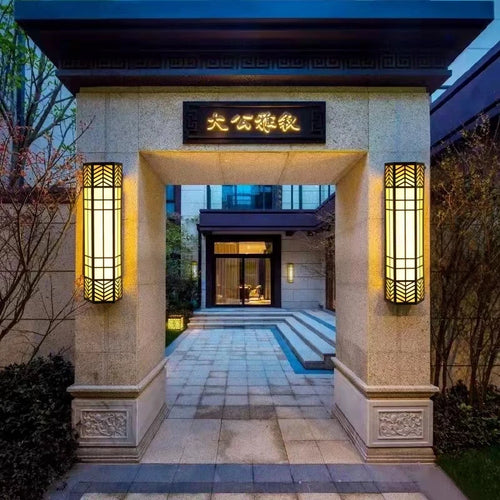 applique murale extérieure style chinois éclairage étanche en marbre - vue 5 sur 10
