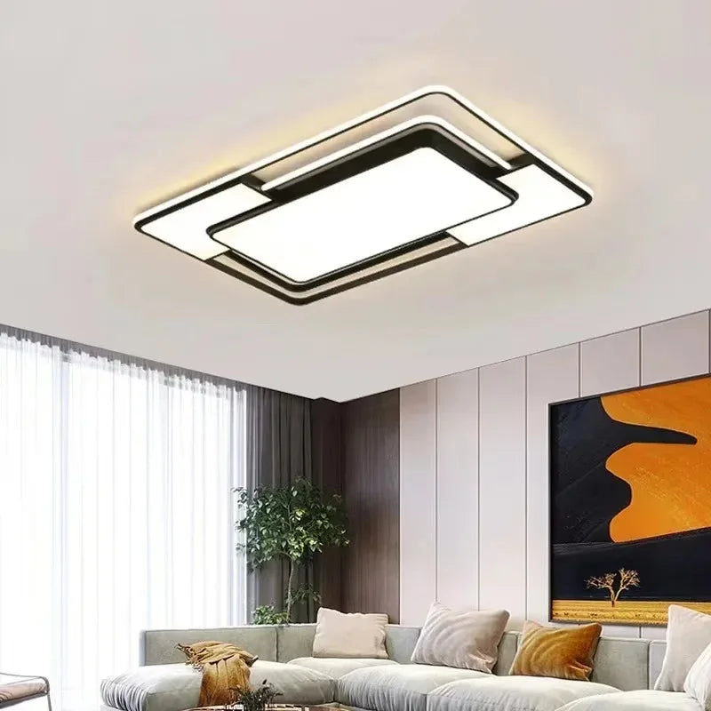 lustre carré moderne en fer avec leds pour éclairage intérieur