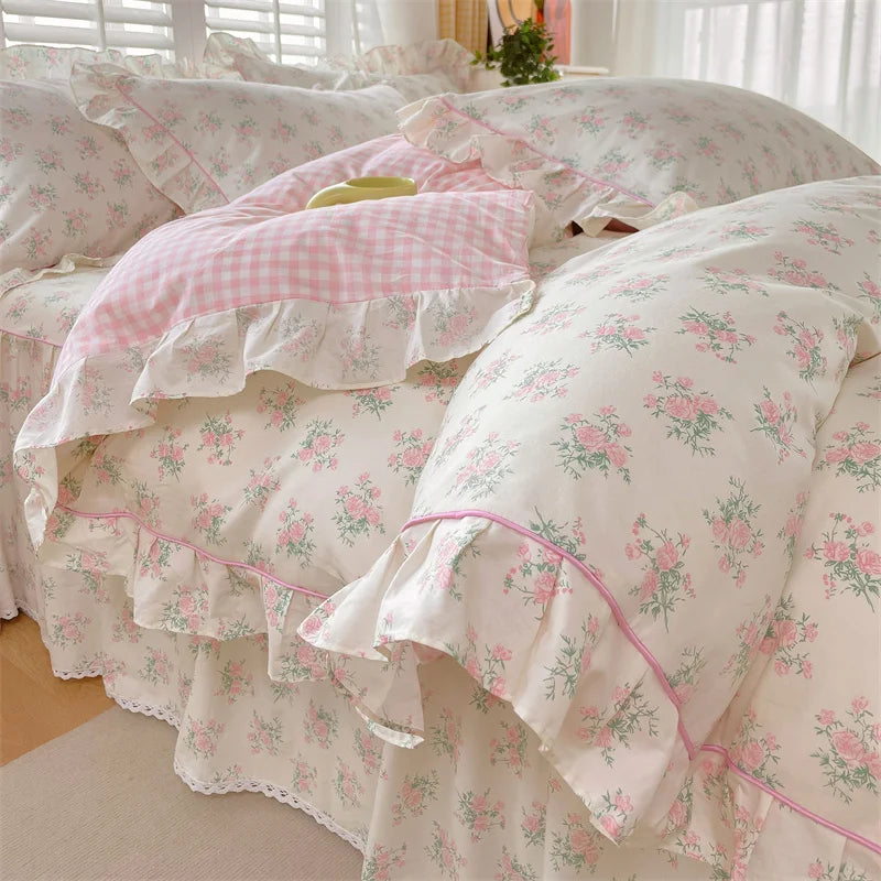 housse de couette florale en pur coton pour fille