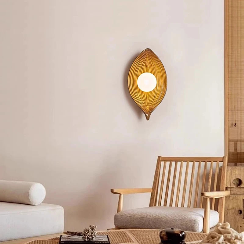 applique murale artistique en résine et verre en forme de feuille pour éclairage d'allée - vue 3 sur 6