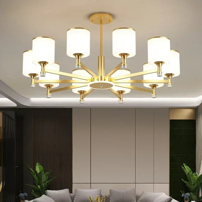 suspension moderne en verre doré et noir pour intérieur élégant - vue 3 sur 17