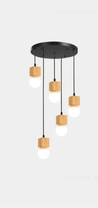 suspension vintage en bois de chêne design moderne - vue 10 sur 15