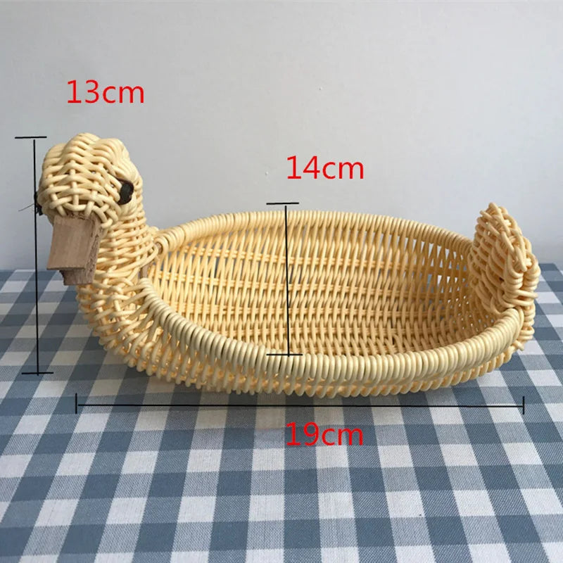 panier de rangement en rotin tissé style animal fait main - vue 9 sur 29
