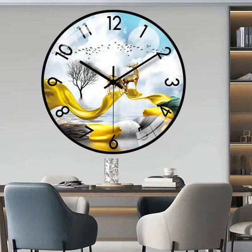 horloge murale en verre design moderne style chinois créatif et muet - vue 7 sur 11