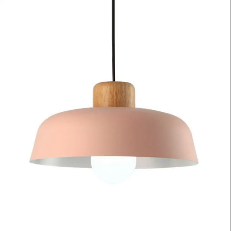 Suspension LED design nordique bois abat-jour aluminium décorative