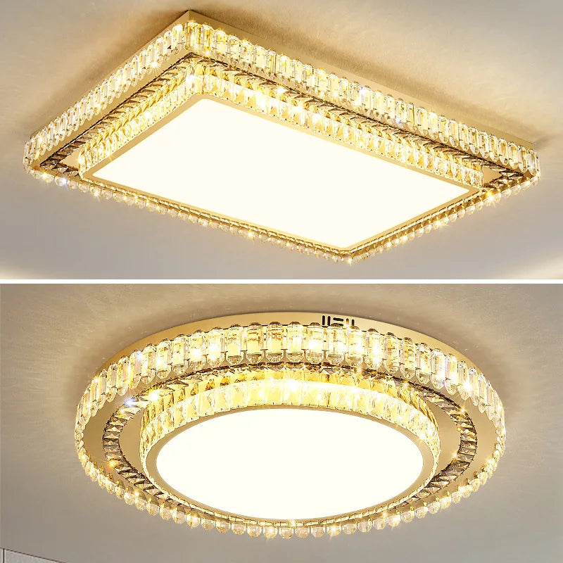 lustre de luxe moderne en verre de cristal led rond - vue 7 sur 11