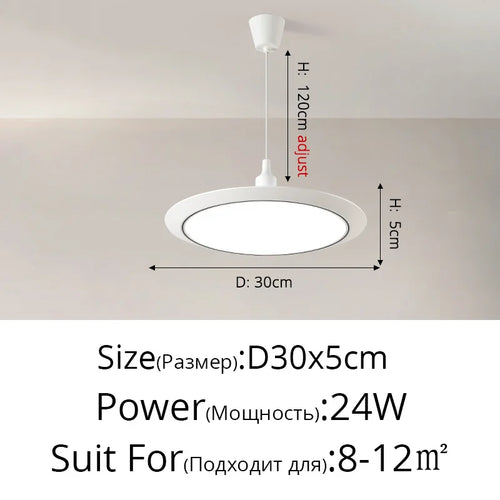 lustre led ultra-mince trois-preuve circulaire moderne minimaliste - vue 17 sur 22