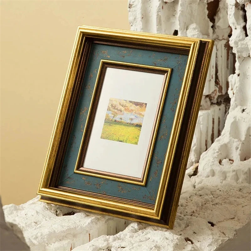 cadre photo rétro américain avec bordure dorée pour décoration intérieure - vue 4 sur 7