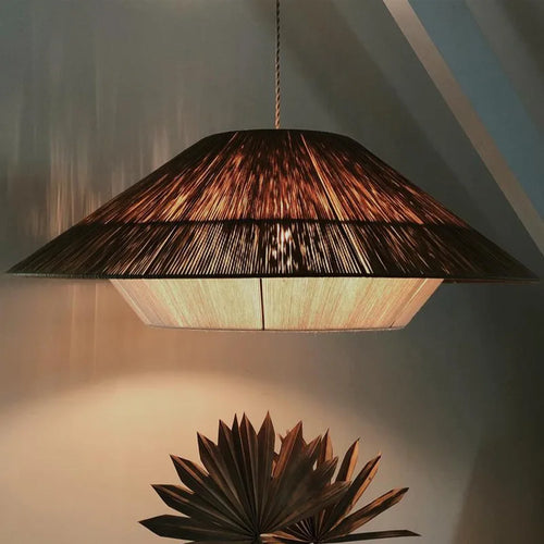 lustre rétro japonais en corde de chanvre pour décoration créative - vue 2 sur 10