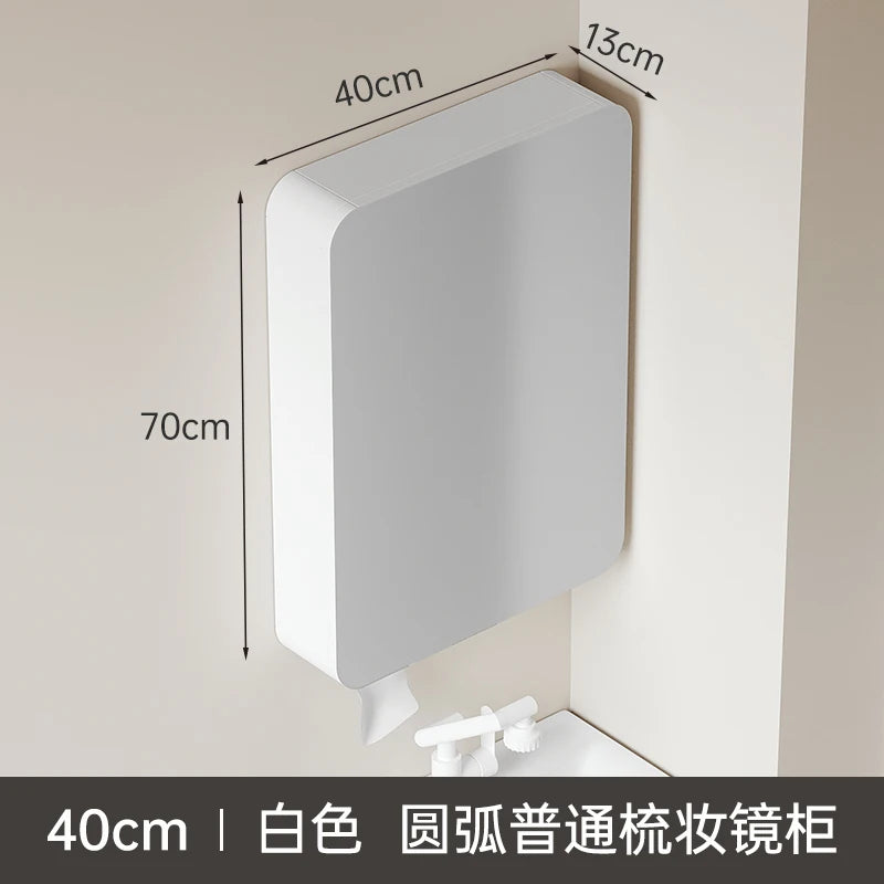 armoire circulaire en aluminium avec miroir éclairage intelligent et rangement - vue 19 sur 32