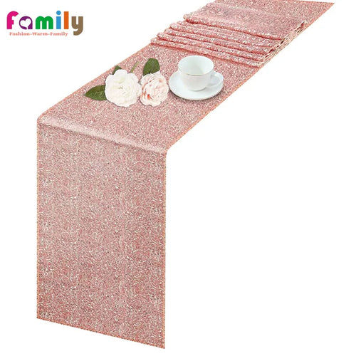 Chemin de table sequins brillants or argent rose