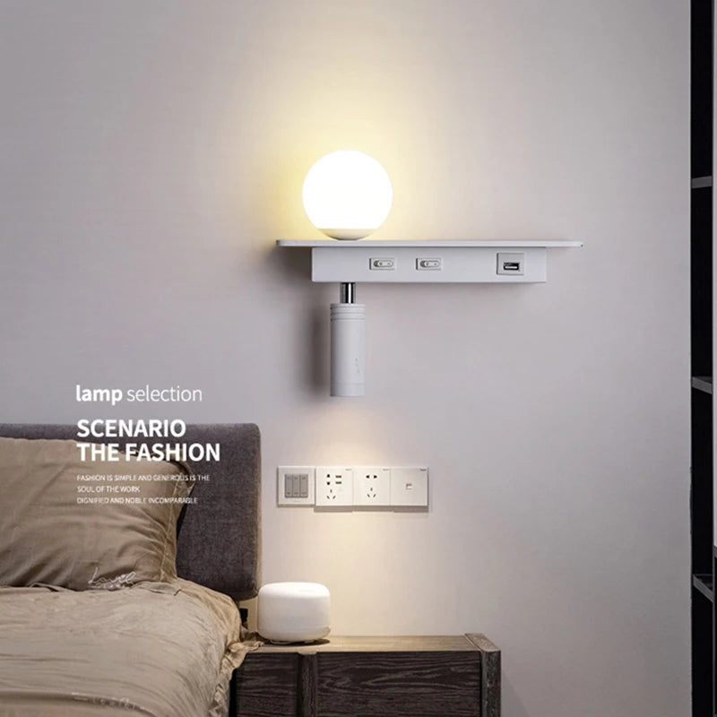 lampe de chevet moderne led avec interrupteur et usb
