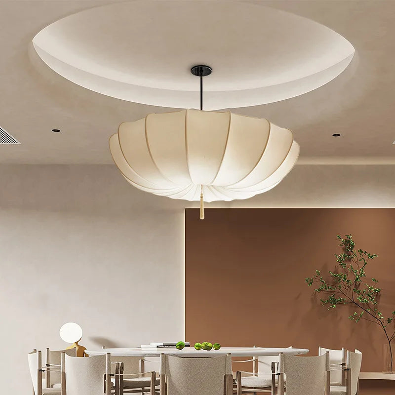 lustre en tissu nordique style japonais éclairage artistique moderne - vue 3 sur 9