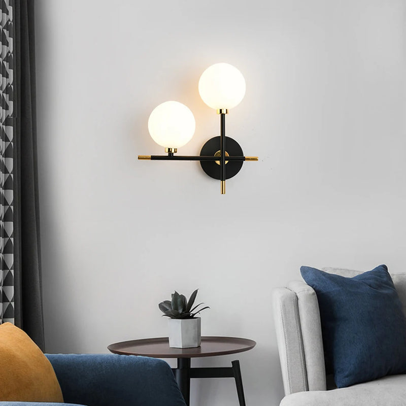 applique murale led moderne en boule de verre pour éclairage intérieur