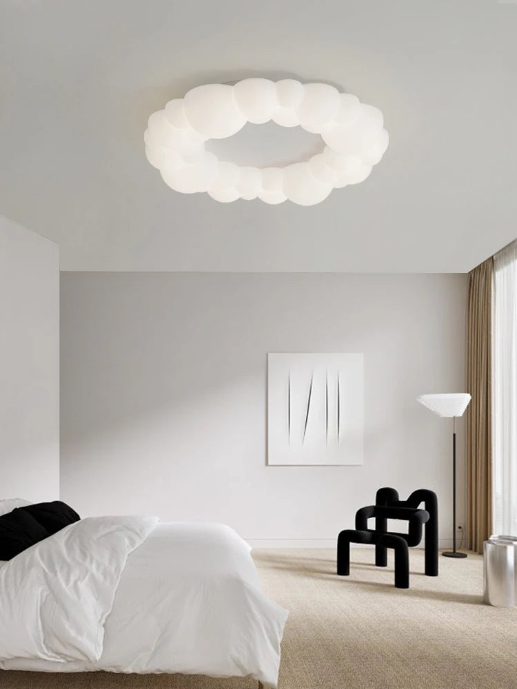 lampe nuage moderne led design anneau nordique éclairage lustre - vue 6 sur 14