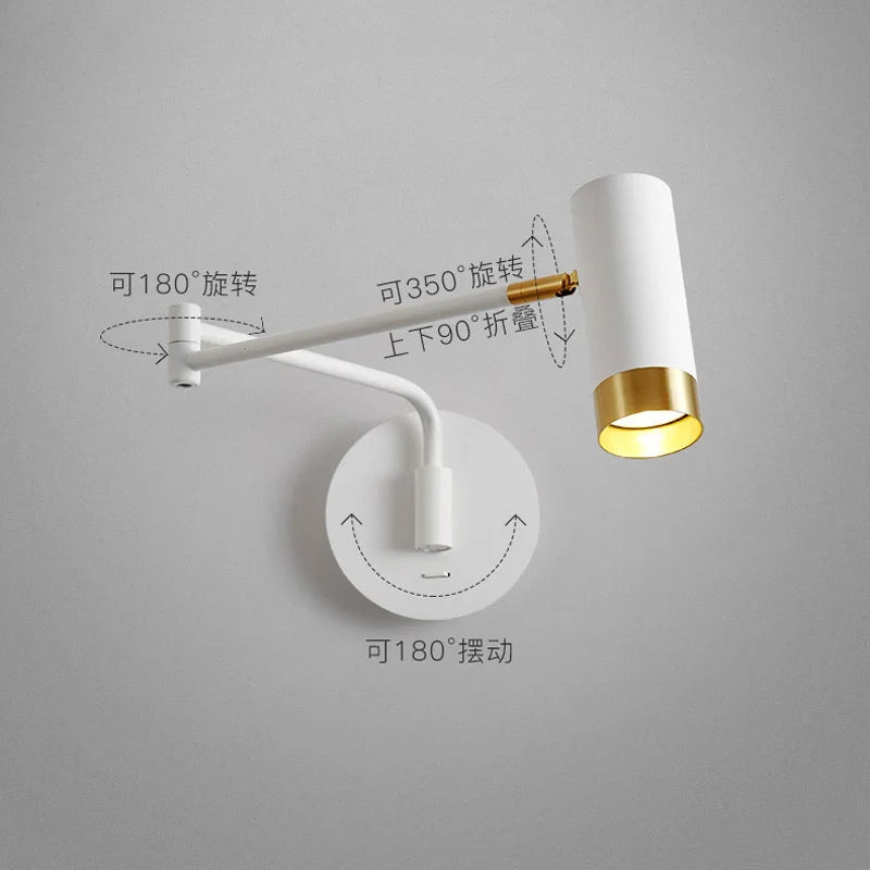 applique murale led modernes avec interrupteur tactile réglables - vue 5 sur 8