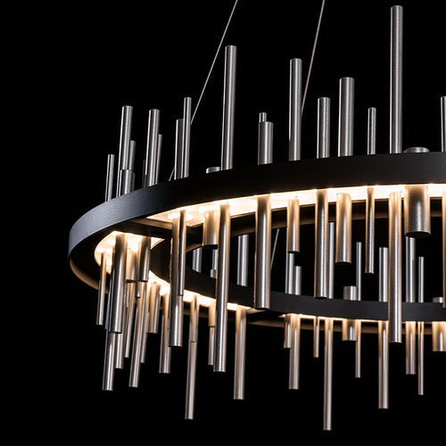 lustre minimaliste en acier inoxydable noir design postmoderne - vue 10 sur 16