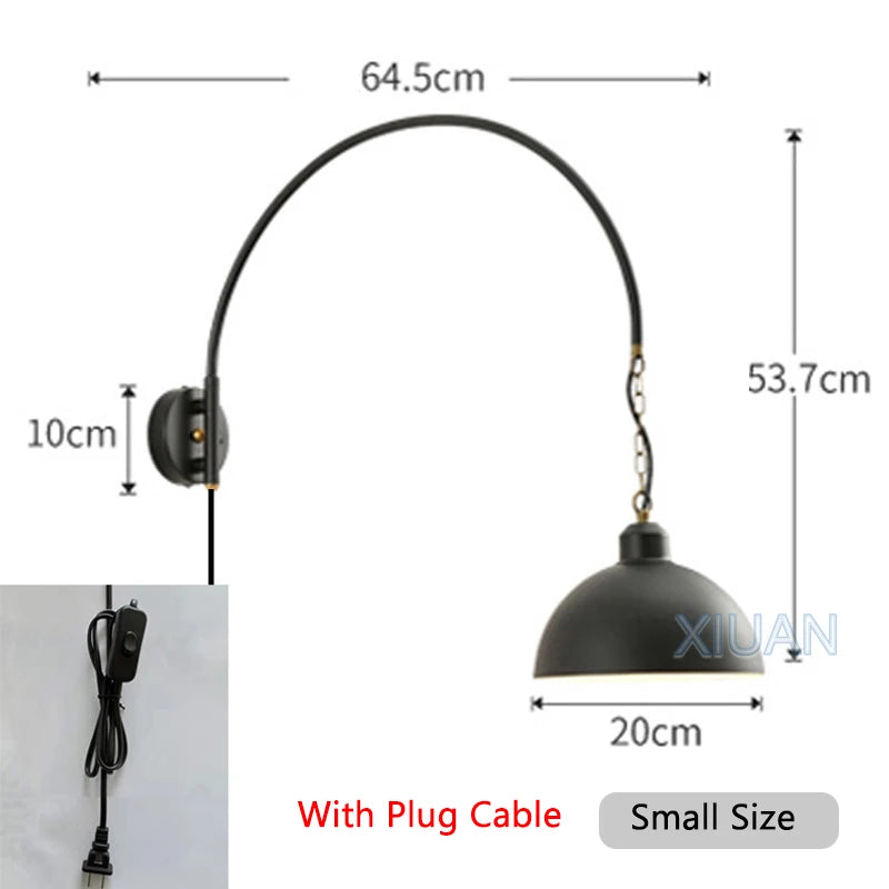 Long Pole Wall Lamps Industrial Vintage Living Room Wall Light Long Swing Arm Restaurant Dining Table Wall Mount Lights Black - vue 13 sur 14