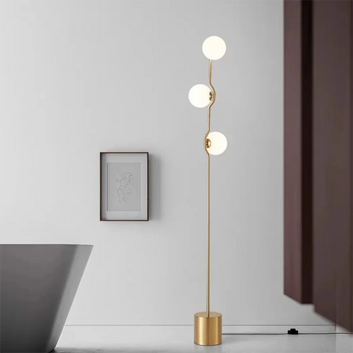 Lampe sol verre haricot magique LED salon minimaliste moderne or noir 3 têtes luminaire.