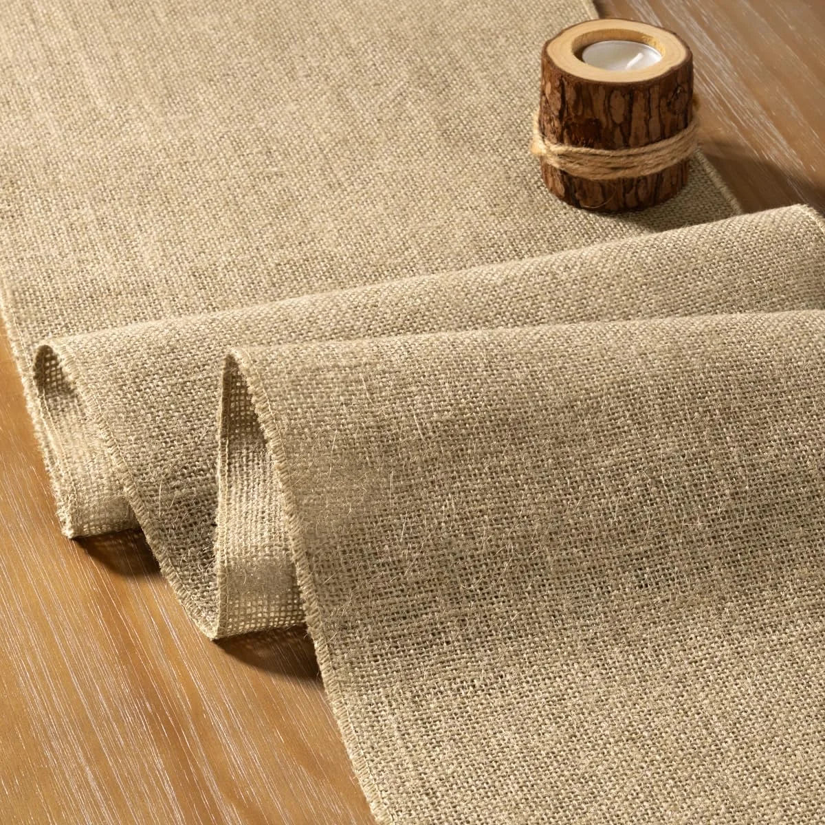 Chemin de table jute beige style rustique ferme - vue 4 sur 6