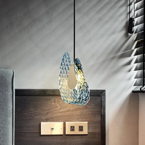 suspension moderne en verre avec motif floral - vue 2 sur 8