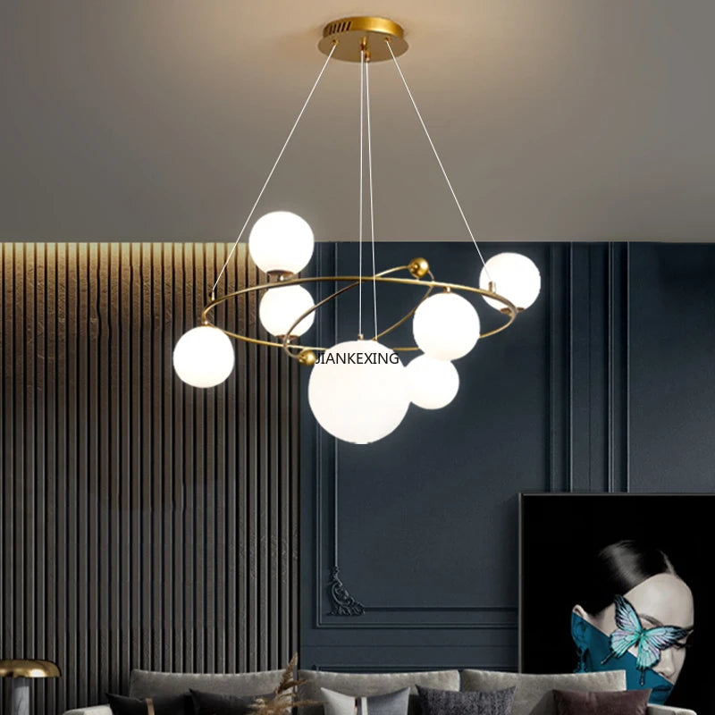 suspension led minimaliste en verre pour décoration intérieure