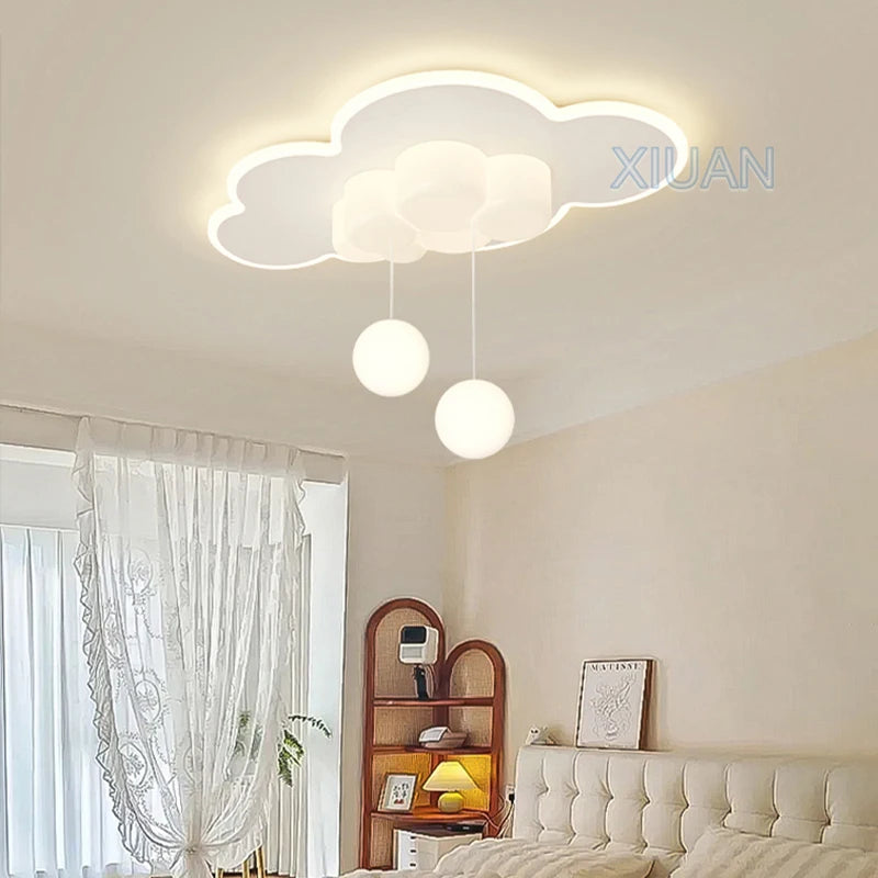 Minimalist Children's Room Ceiling Lamps Hanging Ball Bubble Droplight White Cloud Bedroom Chandelier Light Living Room Indoor - vue 3 sur 9