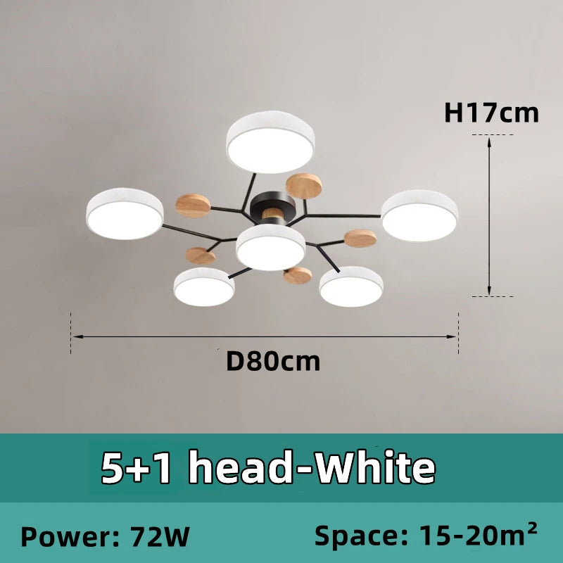 lustre led minimaliste nordique en bois pour éclairage intérieur