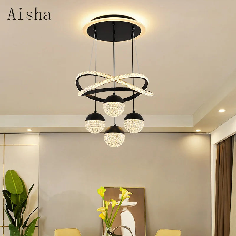 lustre moderne en led pour décoration intérieure élégante et luxueuse - vue 4 sur 12