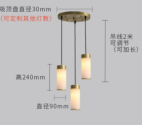 suspension rétro en cuivre avec abat-jour en marbre pour intérieur et jardin - vue 10 sur 9
