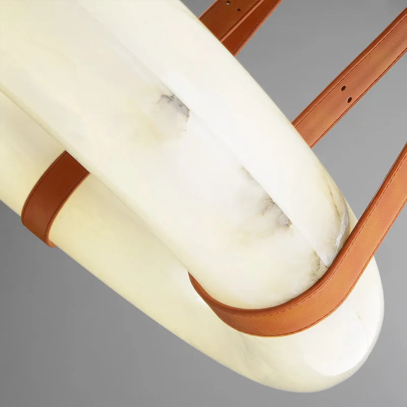 lustre led en cuivre et marbre naturel luxueux minimaliste - vue 4 sur 12