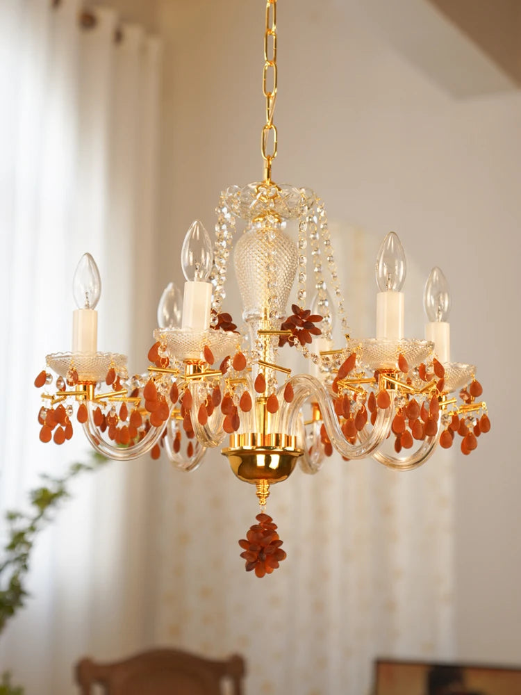 lustre en cristal pour éclairage de jardin et restaurant - vue 6 sur 7