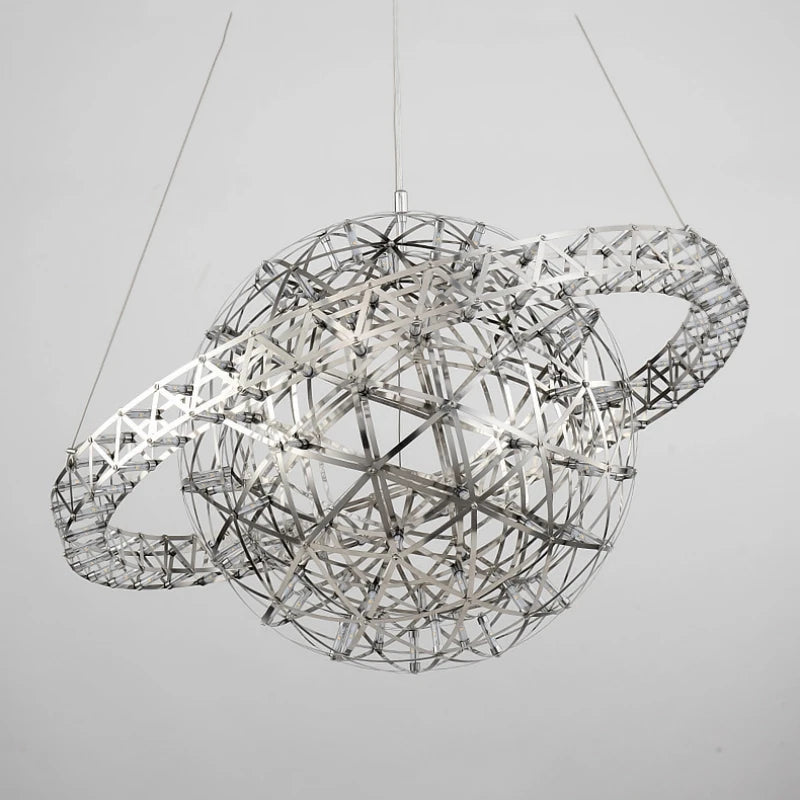 lustre sphérique raimond satellite en acier inoxydable led décor - vue 6 sur 9