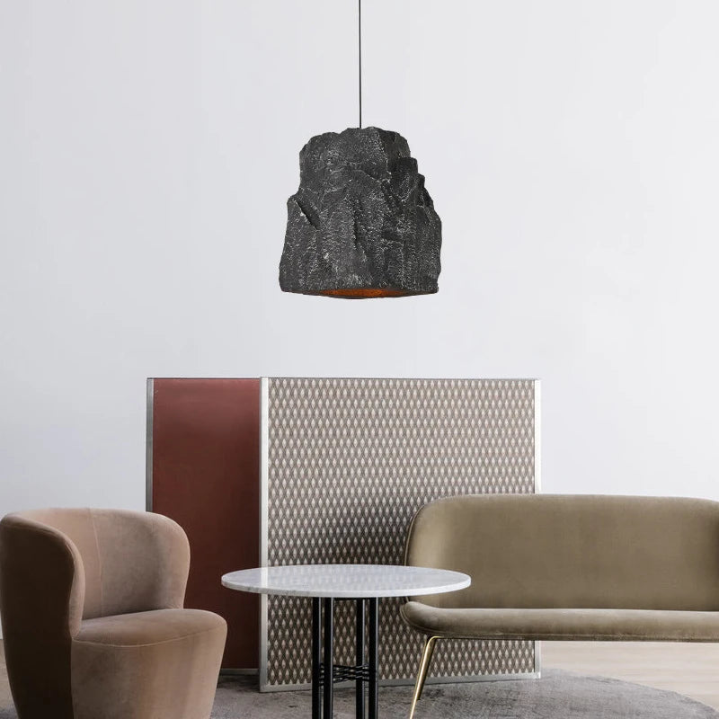 lustre nordique fait main imitation pierre style wabi sabi - vue 3 sur 7